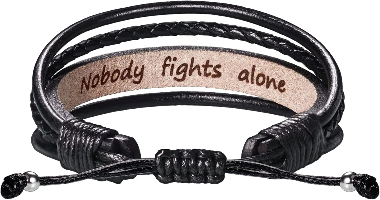Leather Bracelets for Men Women Inspirational Gifts for Him Her Handmade Black Braided Motivational Birthday Gift for Boyfriend Husband Dad Anniversary Christmas Mens Stocking Stuffers