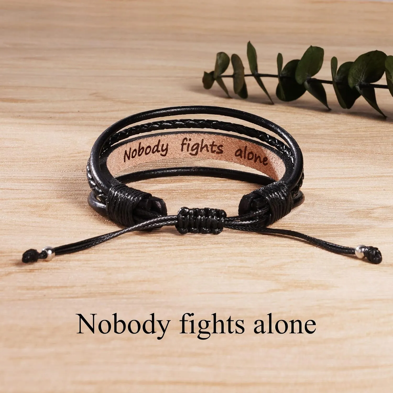 Leather Bracelets for Men Women Inspirational Gifts for Him Her Handmade Black Braided Motivational Birthday Gift for Boyfriend Husband Dad Anniversary Christmas Mens Stocking Stuffers