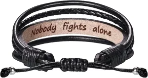 Leather Bracelets for Men Women Inspirational Gifts for Him Her Handmade Black Braided Motivational Birthday Gift for Boyfriend Husband Dad Anniversary Christmas Mens Stocking Stuffers