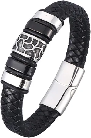 Leather Bracelets Set, Funny Friendship Bracelets Simple Style Braided Leather Cord Bracelet Bracelet Men