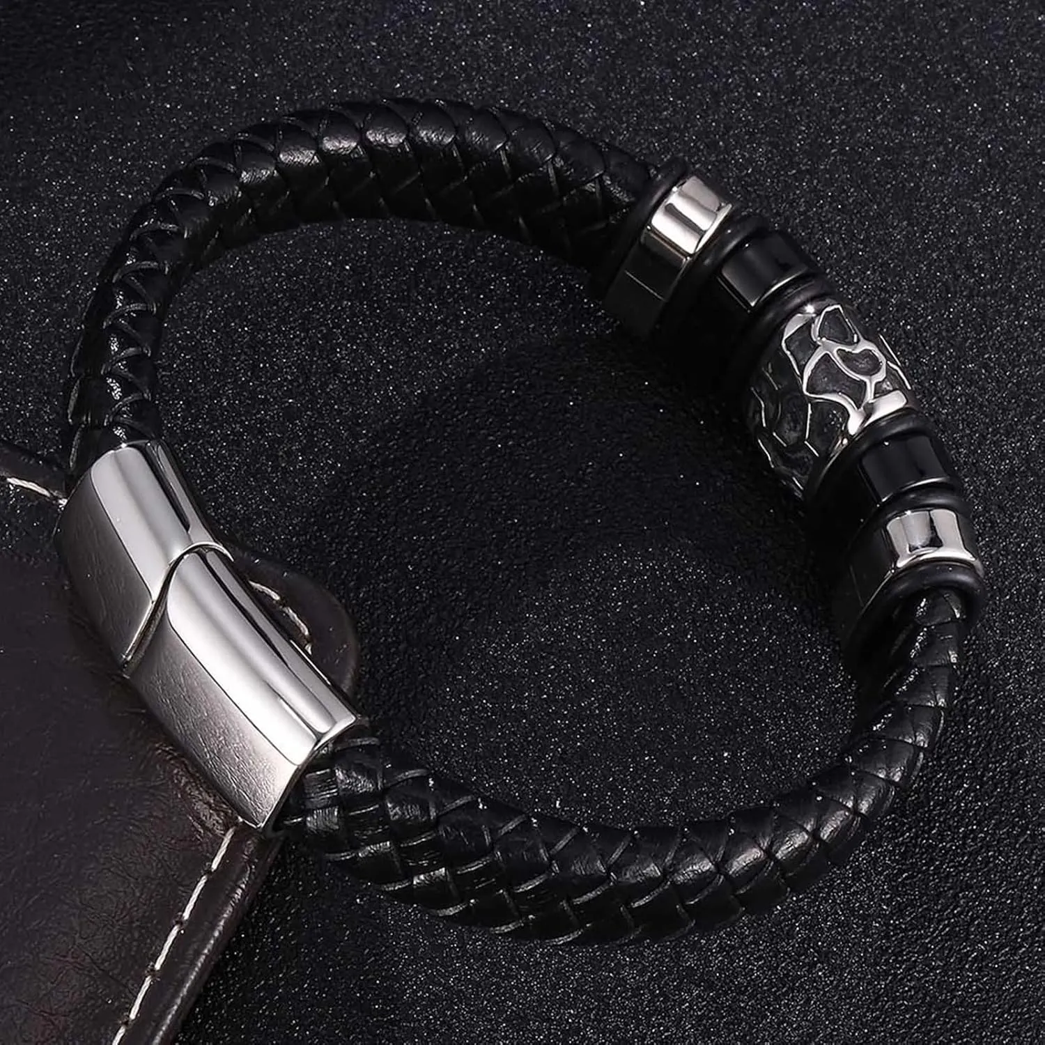 Leather Bracelets Set, Funny Friendship Bracelets Simple Style Braided Leather Cord Bracelet Bracelet Men