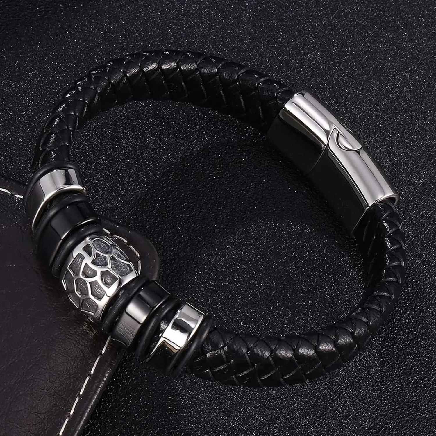 Leather Bracelets Set, Funny Friendship Bracelets Simple Style Braided Leather Cord Bracelet Bracelet Men