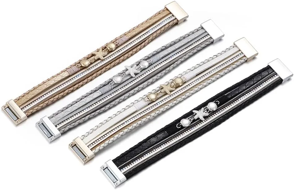 Leather multilayer bracelet Ladies bracelet women closure