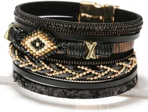 Leather multilayer bracelet Ladies bracelet women closure