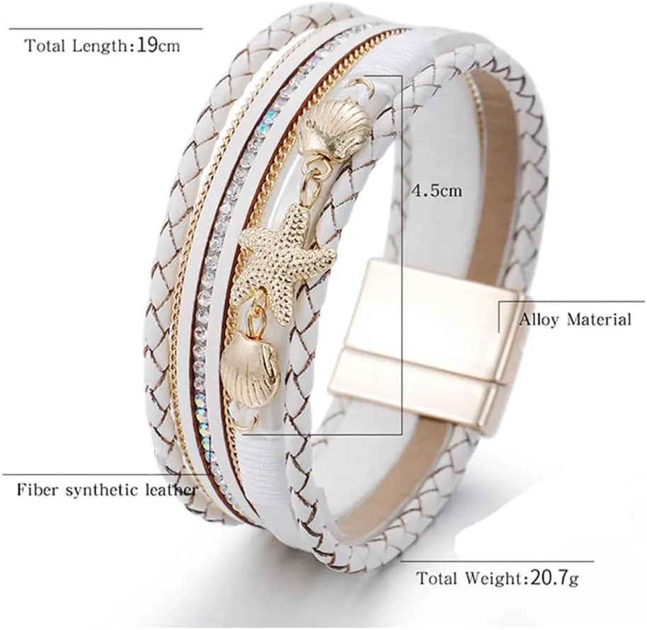 Leather multilayer bracelet Ladies bracelet women closure