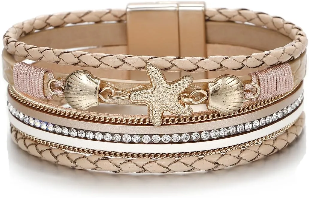 Leather multilayer bracelet Ladies bracelet women closure