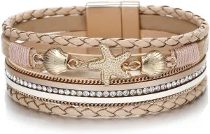 Leather multilayer bracelet Ladies bracelet women closure