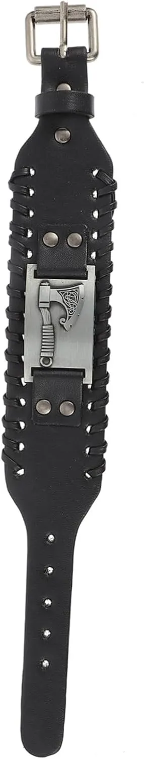 LIFKOME Men's Woven Bracelet Unisex Braided Leather Wrist Band Punk Style Pirate Decor Fashion Jewelry Accessory