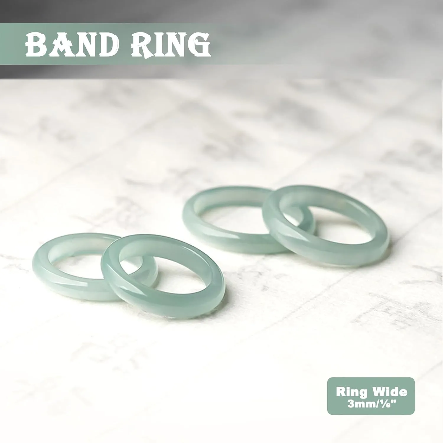 Light Green Jade Ring - Genuine Natural Stone Jade Jewelry Crafts Gift, Good Luck Ring