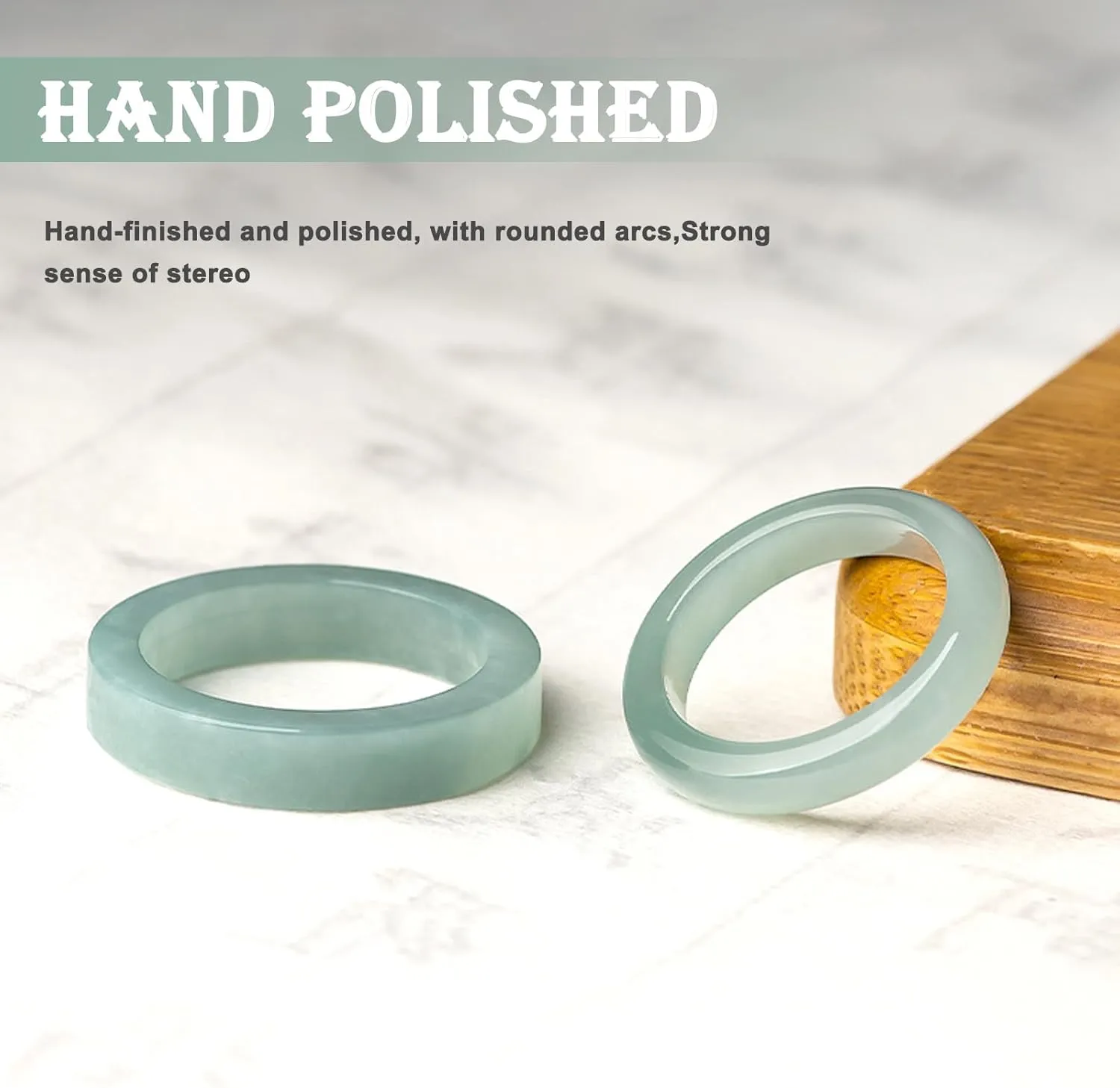 Light Green Jade Ring - Genuine Natural Stone Jade Jewelry Crafts Gift, Good Luck Ring