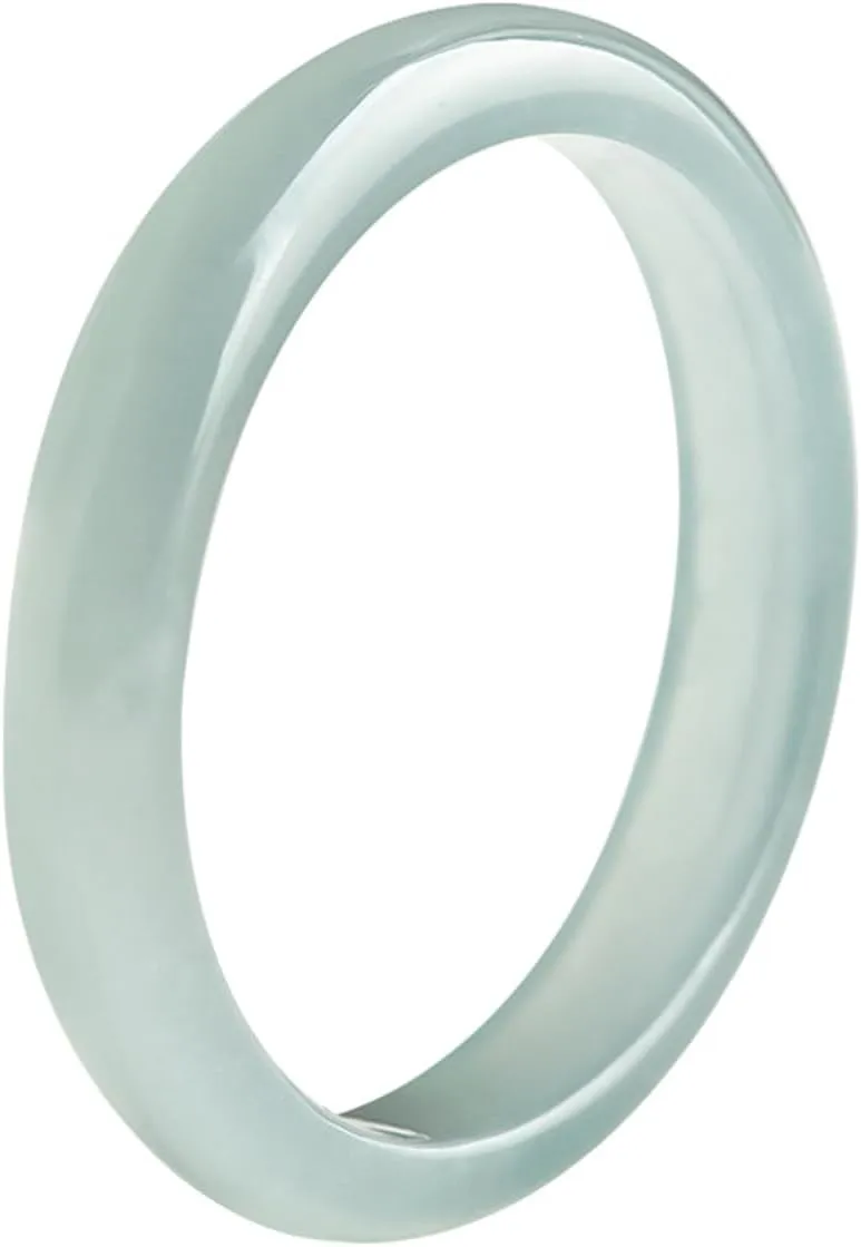 Light Green Jade Ring - Genuine Natural Stone Jade Jewelry Crafts Gift, Good Luck Ring