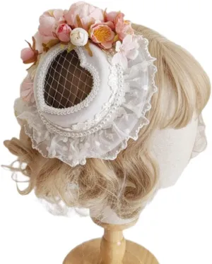 Lolita Headpiece,Lovely Maid Headbands, Cute Flower Hat Shape Hair Pins Women Carnival Hair Barrettes for Festival Party Spring Hair Accessories hair pins for women hair accessories hair pins for dail