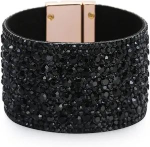 Long tiantian Bracelets for Women Trendy Boho Jewelry for Women Rhinestone Cuff Bangle Bracelets for Women Boho Leather Wrap Bracelets Christmas Gifts Stocking Stuffers