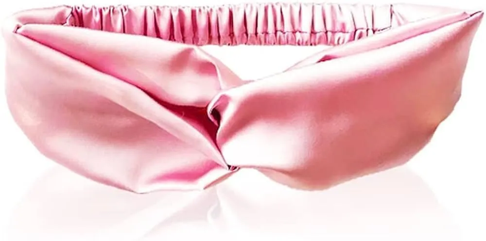 Luxury Satin Satin Hairbands | Pack of 1 | Turban Hairband Korean Style Twisted Cross Knotted Head Band | Elastic Hair Band (Pink)