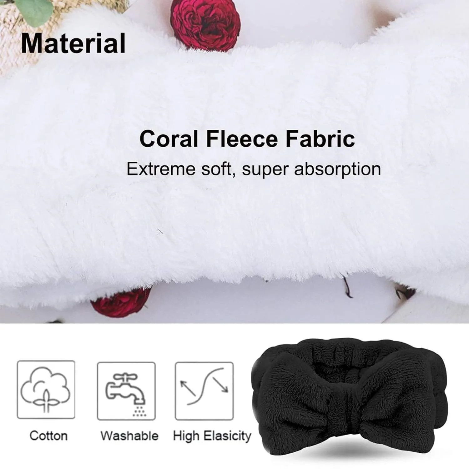 Makeup Headband Soft Hydrotherapy Headband 1 Piece Bow Hairband Women's Facial Coral Velvet Headband For Shower Face Wash
