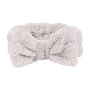 Makeup Headband Soft Hydrotherapy Headband 1 Piece Bow Hairband Women's Facial Coral Velvet Headband For Shower Face Wash
