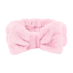 Makeup Headband Soft Hydrotherapy Headband 1 Piece Bow Hairband Women's Facial Coral Velvet Headband For Shower Face Wash