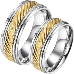 Marriage Rings Couple, Stainless Steel Rings for Women Silver Gold Ring 7.5mm Promise Gifts for Couple