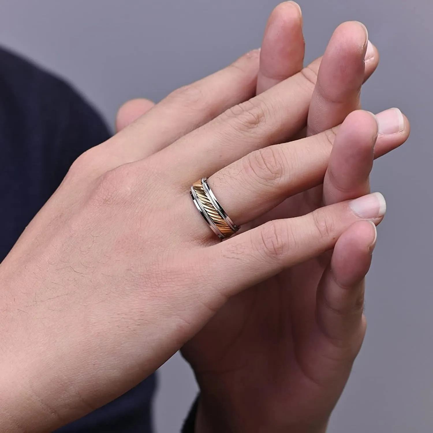 Marriage Rings Couple, Stainless Steel Rings for Women Silver Gold Ring 7.5mm Promise Gifts for Couple