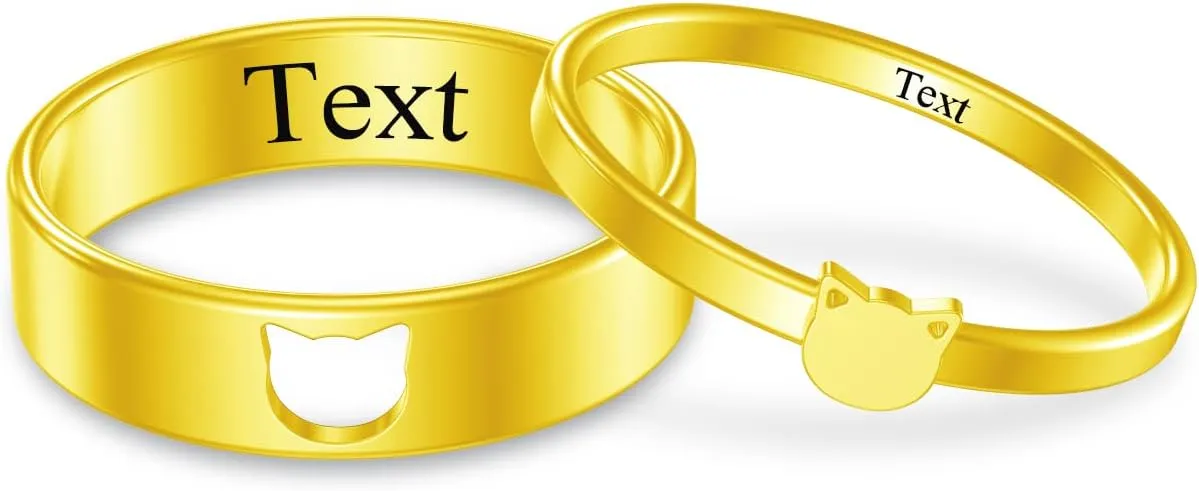 Matching Rings for Couple Personalized Promise Rings Custom Engraved Ring Engagement Ring Band for Him/Her Ring Size 5-15