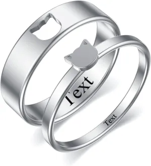 Matching Rings for Couple Personalized Promise Rings Custom Engraved Ring Engagement Ring Band for Him/Her Ring Size 5-15