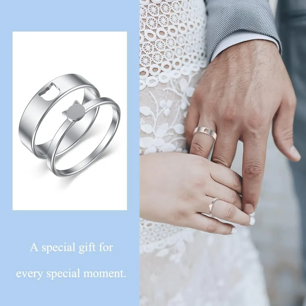 Matching Rings for Couple Personalized Promise Rings Custom Engraved Ring Engagement Ring Band for Him/Her Ring Size 5-15
