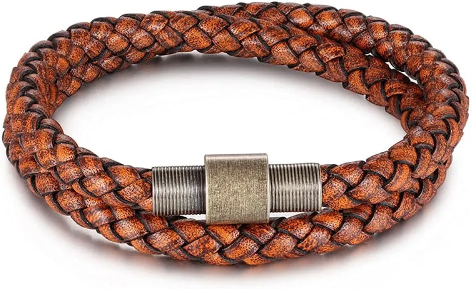 Mens Bracelets Rope Leather Bracelets For Men Leather Bracelet Men'S Woven Leather Bracelet Bracelet Titanium Steel Men'S Bracelet-6Y