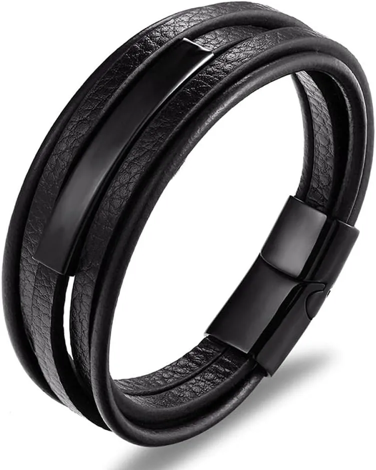 Mens Bracelets Rope Leather Bracelets For Men Leather Bracelet Men'S Woven Leather Bracelet Bracelet Titanium Steel Men'S Bracelet-J