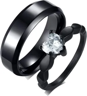 Men's Wedding Rings, Steel Rings for Women Black Silver Ring 6mm Men's and Women's Fashion Rings