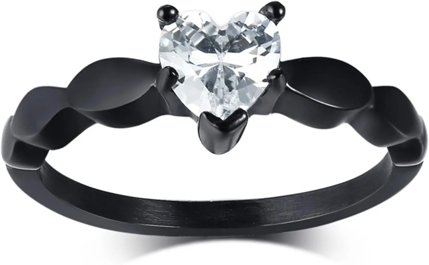 Men's Wedding Rings, Steel Rings for Women Black Silver Ring 6mm Men's and Women's Fashion Rings