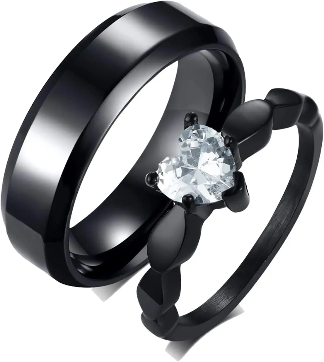 Men's Wedding Rings, Steel Rings for Women Black Silver Ring 6mm Men's and Women's Fashion Rings