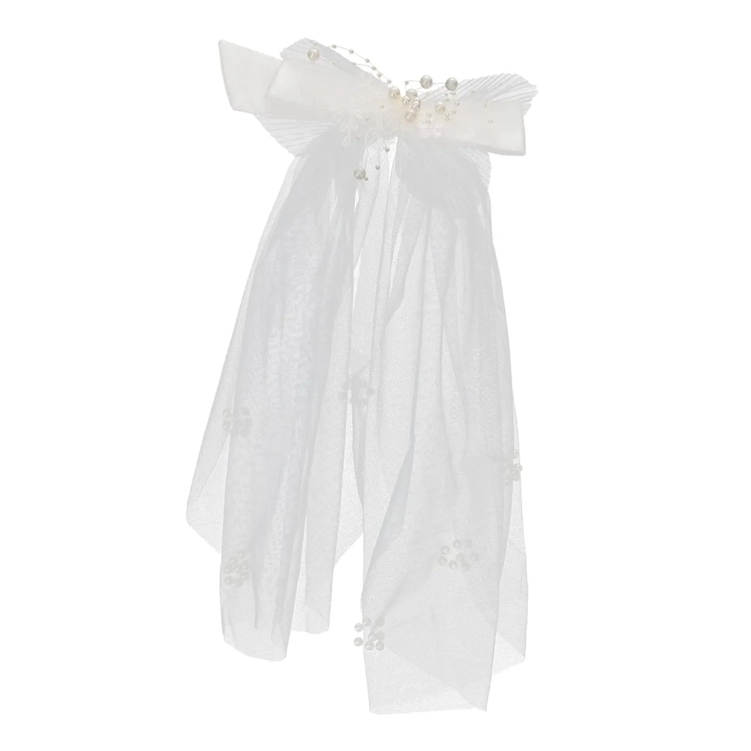 MERRYHAPY Luxury Wedding Veil Pearls Hairpin Bridal Hair Bow Pearl Clip for Women