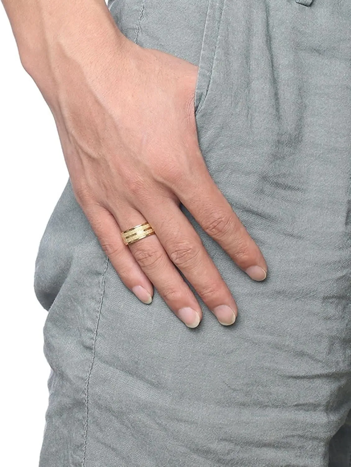 Metal Rings for Women, Mens Rings Stainless Steel Gold Matte Ring 8mm Engagement Couple Rings