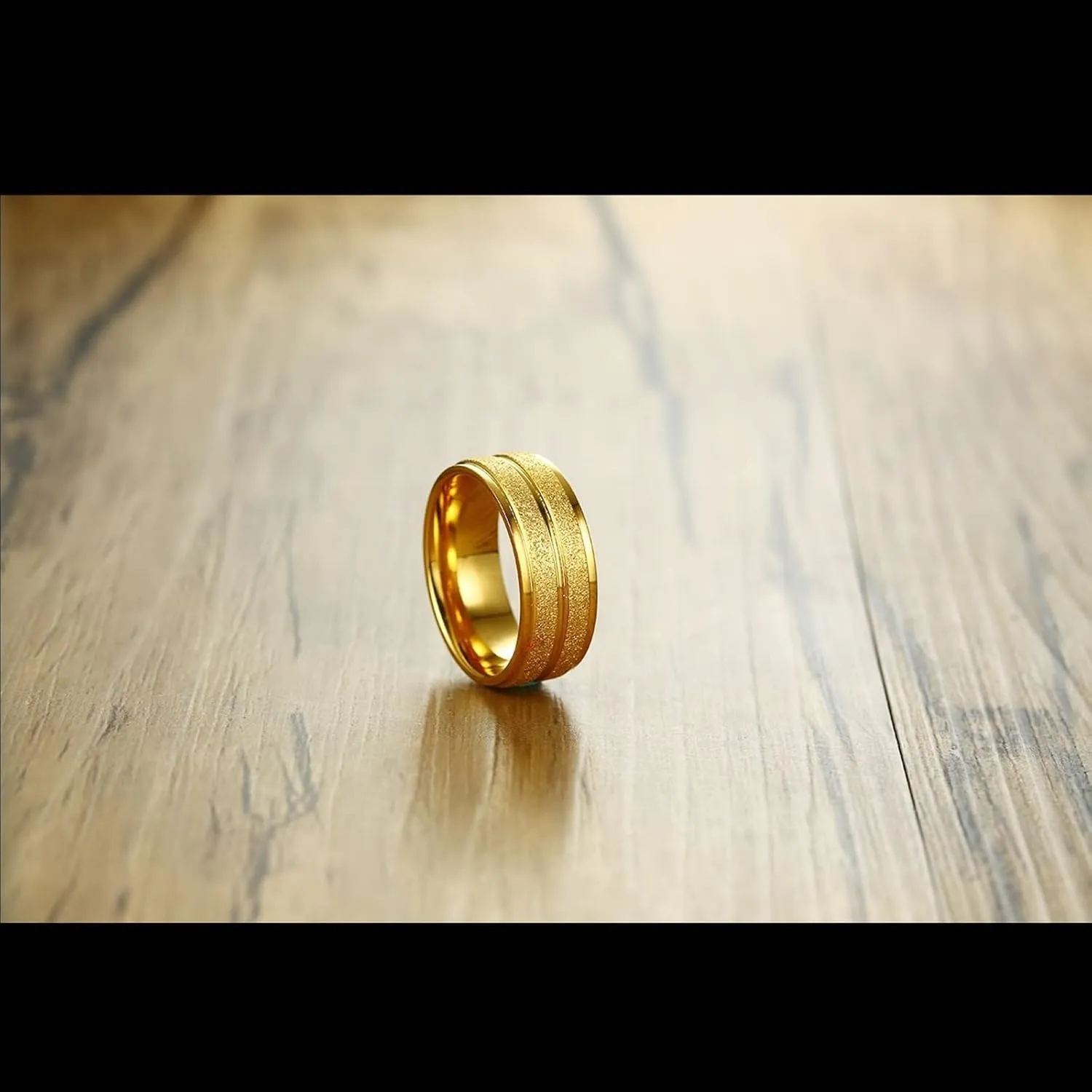 Metal Rings for Women, Mens Rings Stainless Steel Gold Matte Ring 8mm Engagement Couple Rings
