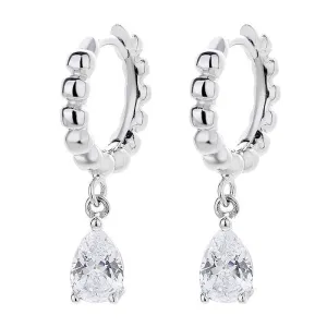 Minimalist Jewelry 925 Sterling Silver Drop Earrings - Water Drop Diamond Gold Plated Hoop Earrings for Women (silver)