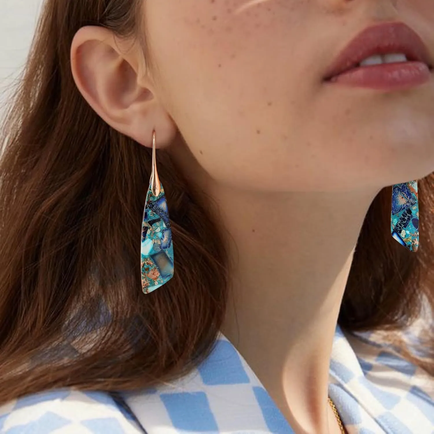 MJartoria Stone Earrings for Women Trendy Vintage Dangle Earrings Drop Earrings Statement Earrings Jewelry Gifts