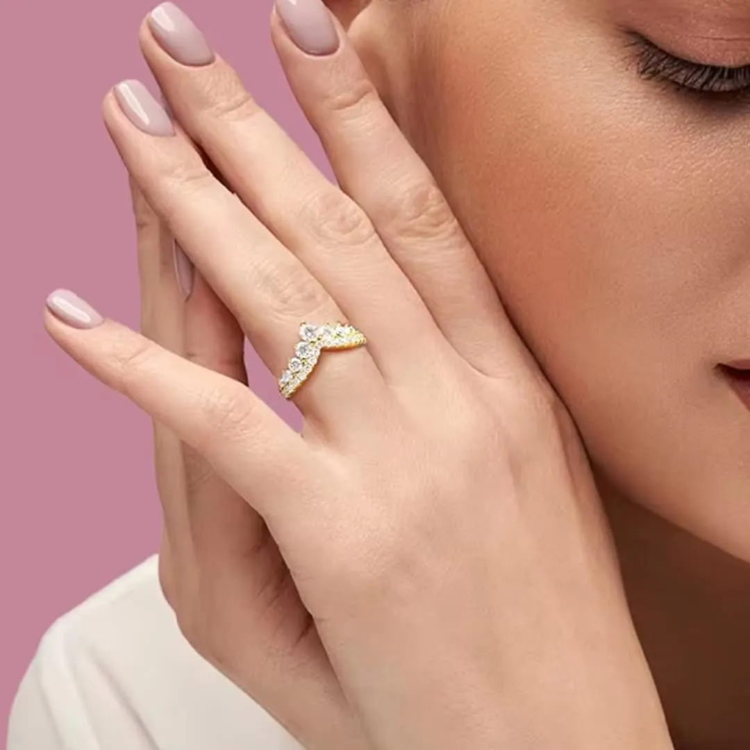Moissanite Crown Engagement Ring | Lab Grown Diamond & 18k Gold Plated Ring | Moissanite Rings for Women | S925 Sterling Silver Rings | Moissanite Ring | Gold Rings for Women Non Tarnish