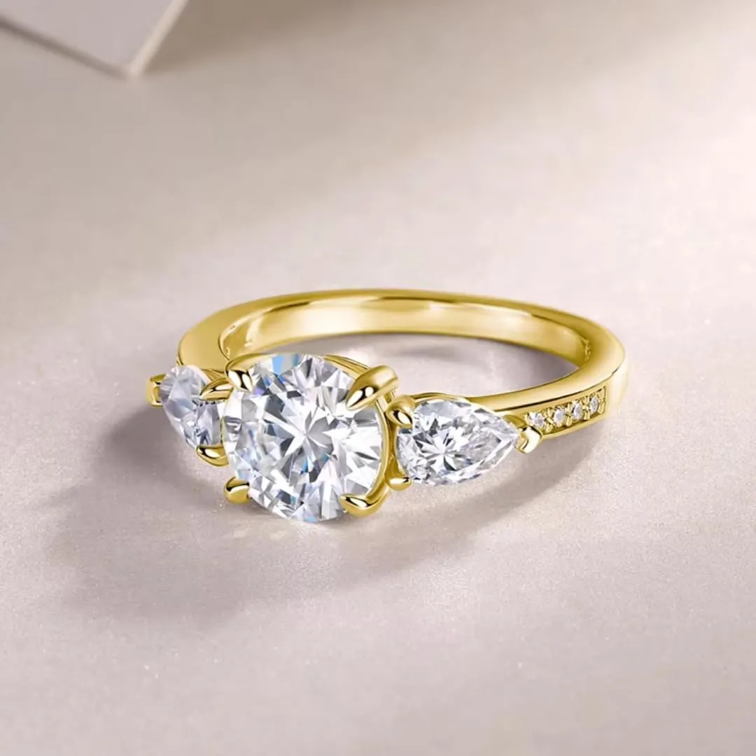 Moissanite Engagement Ring | Lab Grown 2 Carat Diamond & 18k Gold Plated Ring | Moissanite Rings for Women | S925 Sterling Silver Rings | Moissanite Ring | Gold Rings for Women Non Tarnish