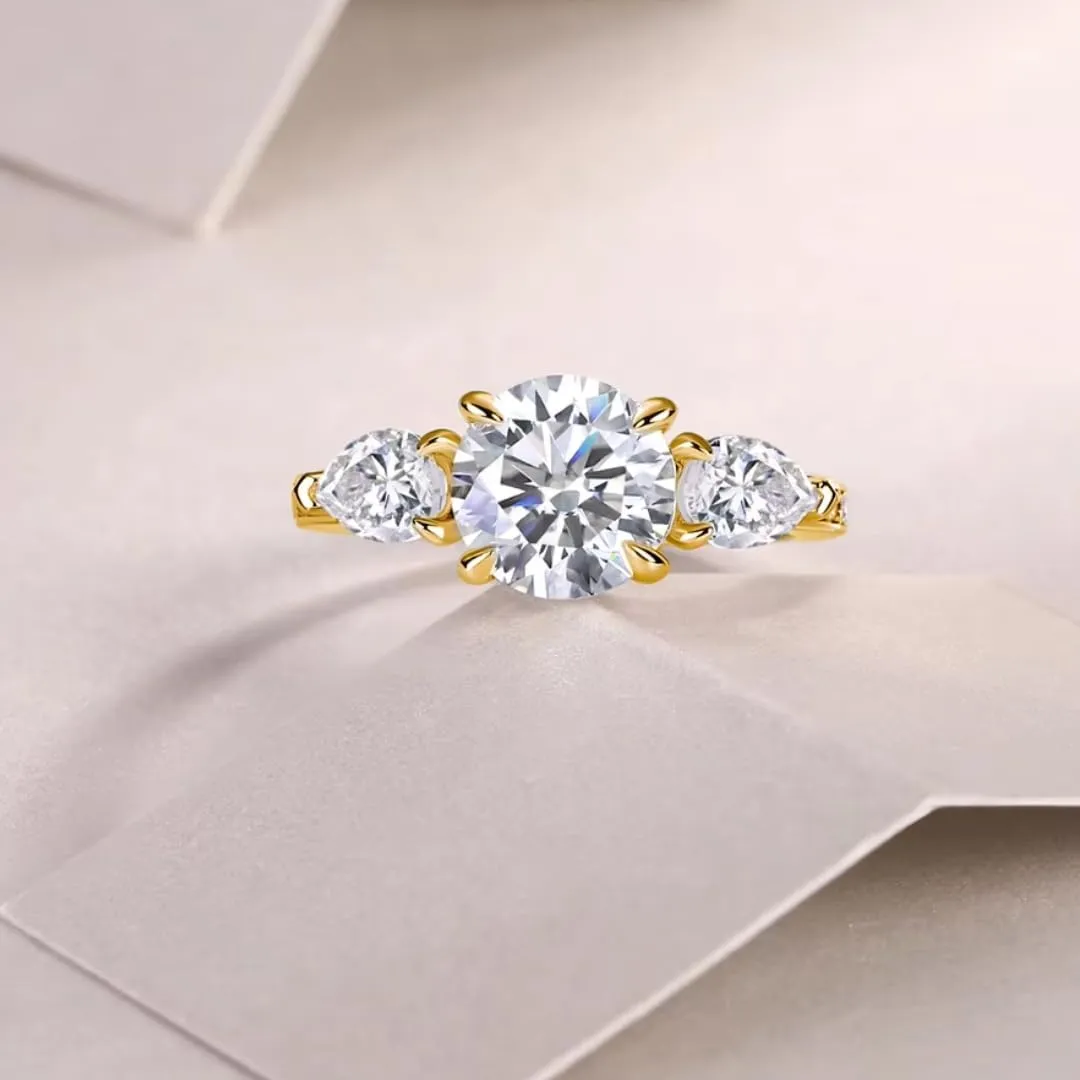 Moissanite Engagement Ring | Lab Grown 2 Carat Diamond & 18k Gold Plated Ring | Moissanite Rings for Women | S925 Sterling Silver Rings | Moissanite Ring | Gold Rings for Women Non Tarnish