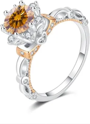 Moissanite Engagement Wedding Ring | Lab Grown 1 Carat Diamond & 18k Gold Plated Ring | Moissanite Rings for Women | S925 Sterling Silver Rings | Moissanite Ring | Gold Rings for Women Orange / 8