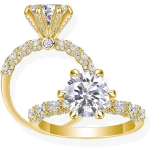Moissanite Solitaire Engagement Ring | Lab Grown 3 Carat Diamond & 18k Gold Plated Ring | Moissanite Rings for Women | Sterling Silver Rings | Moissanite Ring | Gold Rings for Women