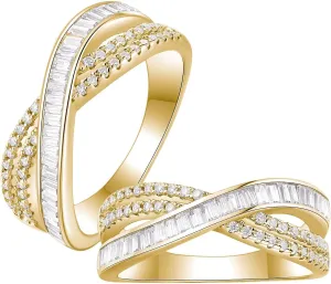 Moissanite Wedding Bands for Women | Lab Grown Diamond & 18k Gold Plated Ring | Moissanite Rings for Women | S925 Sterling Silver Rings | Moissanite Ring | Gold Rings for Women Non Tarnish