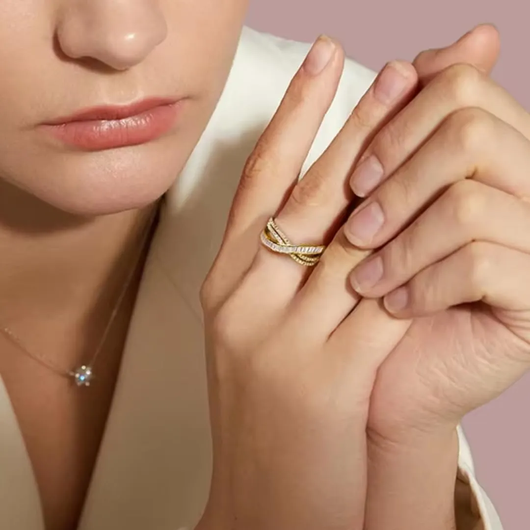 Moissanite Wedding Bands for Women | Lab Grown Diamond & 18k Gold Plated Ring | Moissanite Rings for Women | S925 Sterling Silver Rings | Moissanite Ring | Gold Rings for Women Non Tarnish