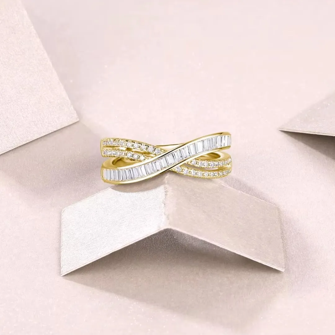 Moissanite Wedding Bands for Women | Lab Grown Diamond & 18k Gold Plated Ring | Moissanite Rings for Women | S925 Sterling Silver Rings | Moissanite Ring | Gold Rings for Women Non Tarnish