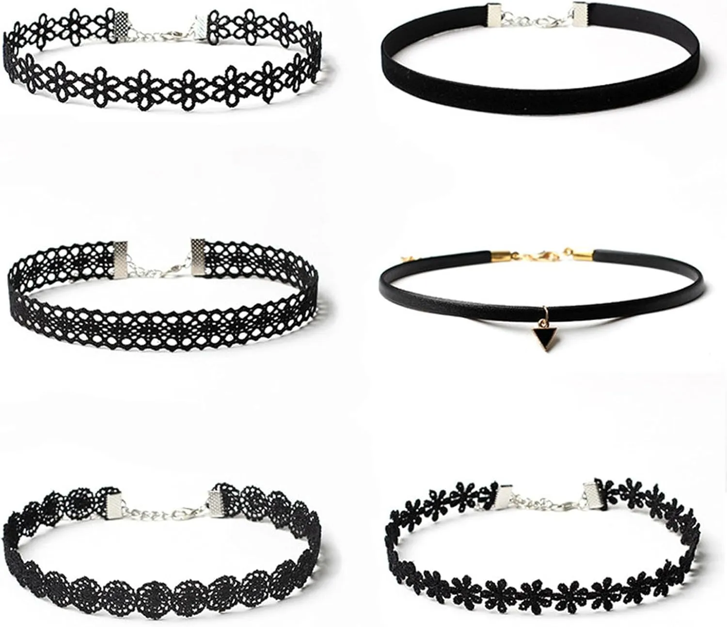 mollensiuer 6 Pieces Black Choker Necklace Set Vintage Lace Tattoo Choker for Women