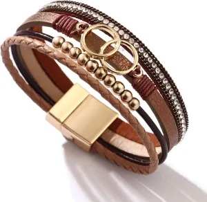 MUERDOU Inspirational Tree of Life Leather Bracelets for Women Cross Boho Jewelry Wristbands Wrap Cuff Bracelets Gifts for Women