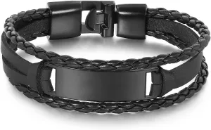 Multi-layer Leather Braided Bracelet Stylish Smooth Alloy Bracelets for Men Gift