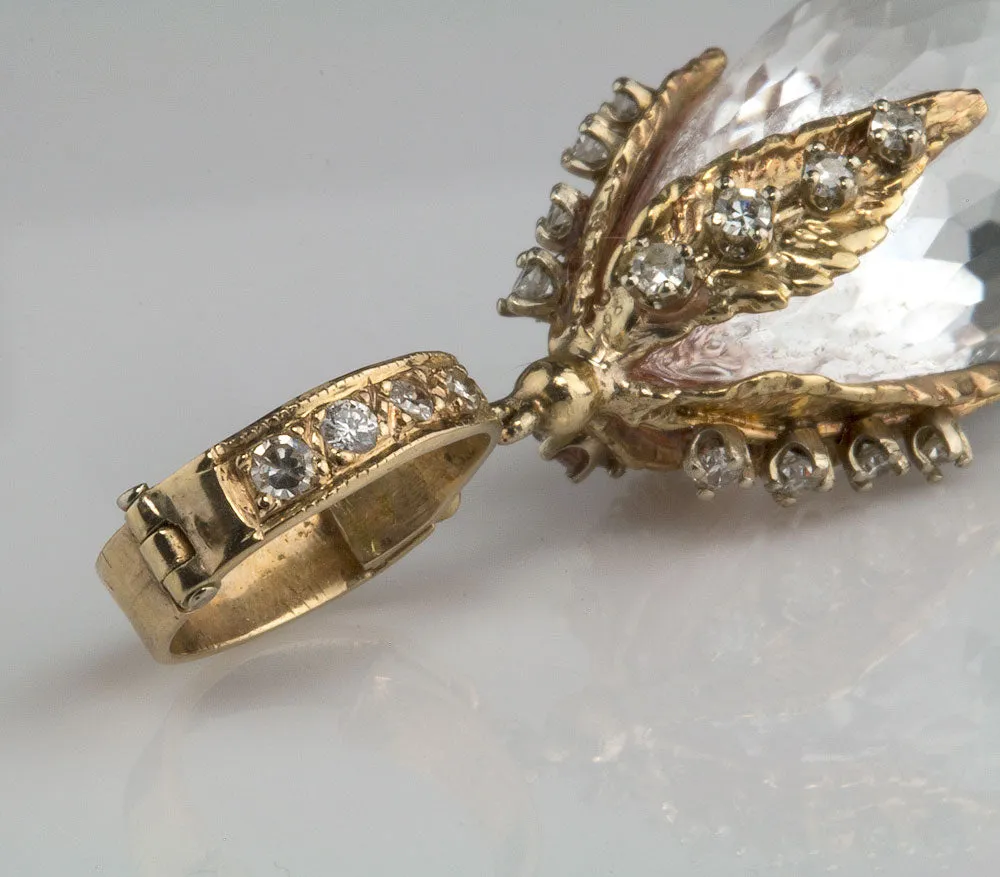 Natural colorless topaz diamond briolette pendant in 14k yellow gold. pdgm117