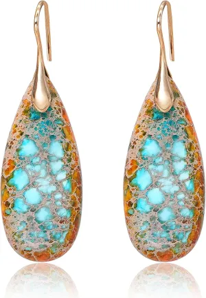 Natural Stone Earrings Waterdrop Stone Dangle Earrings for Women