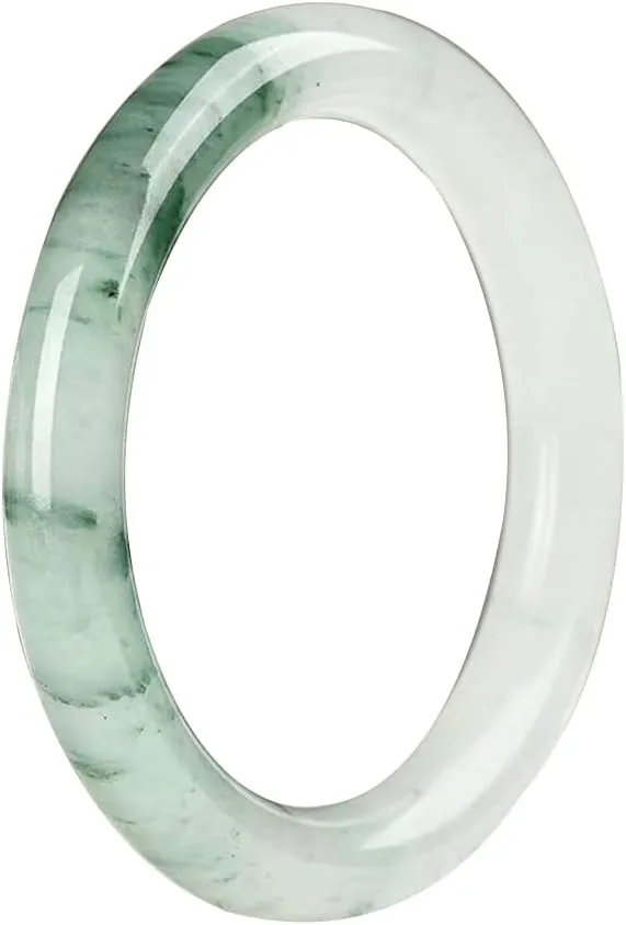 Natural Tianshan Cui Floating Flower Round Strip Bangle 58-62mm Fengshui Jade bracelet For Women Genuine